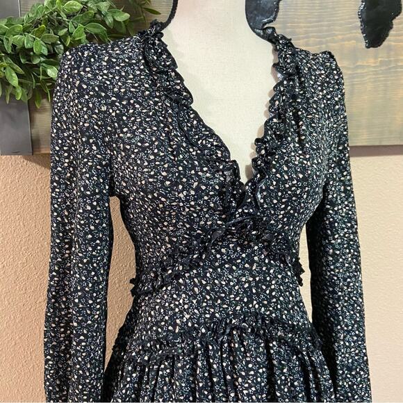 NWOT Lulus Admire You Black Floral Print Ruffled Long Sleeve Mini Dress - Picture 3 of 13